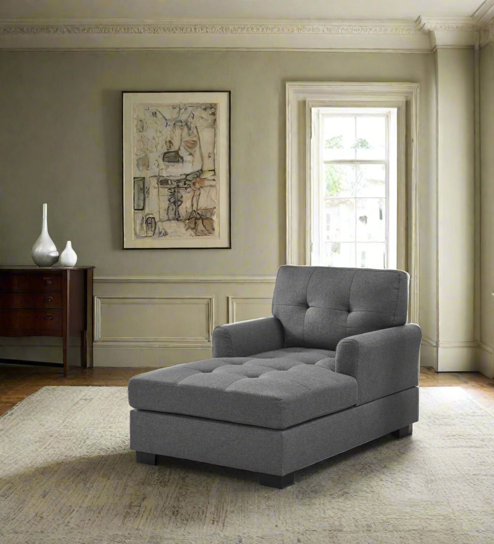 Varna Fabric Chaise Lounger In Charcoal Grey Colour