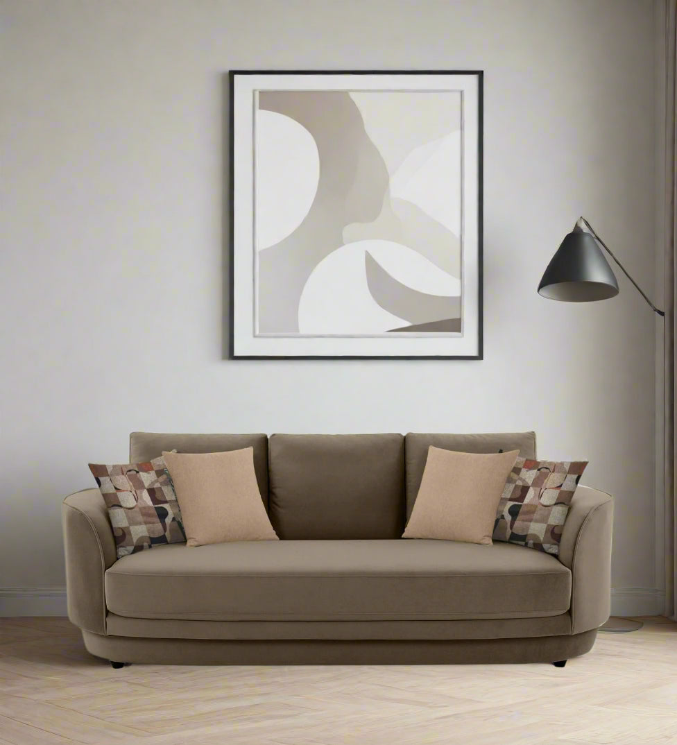 Tome Velvet 3 Seater Sofa In Shade Brown Color
