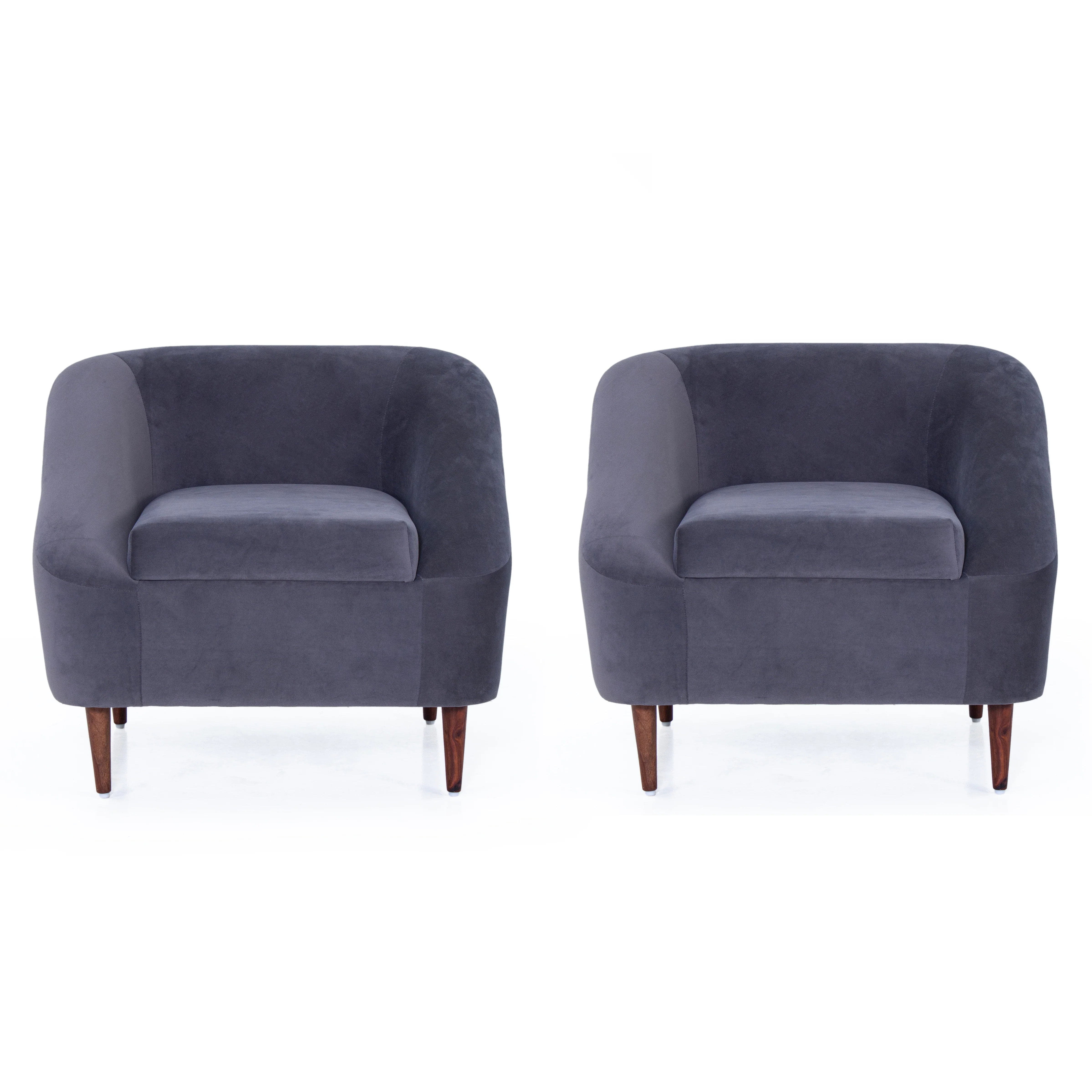 Jessica Velvet Arm Chair In Grey Colour (Set Of 2) - Febonic Living