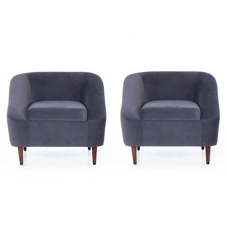 Jessica Velvet Arm Chair In Grey Colour Set Of 2 - Febonic Living