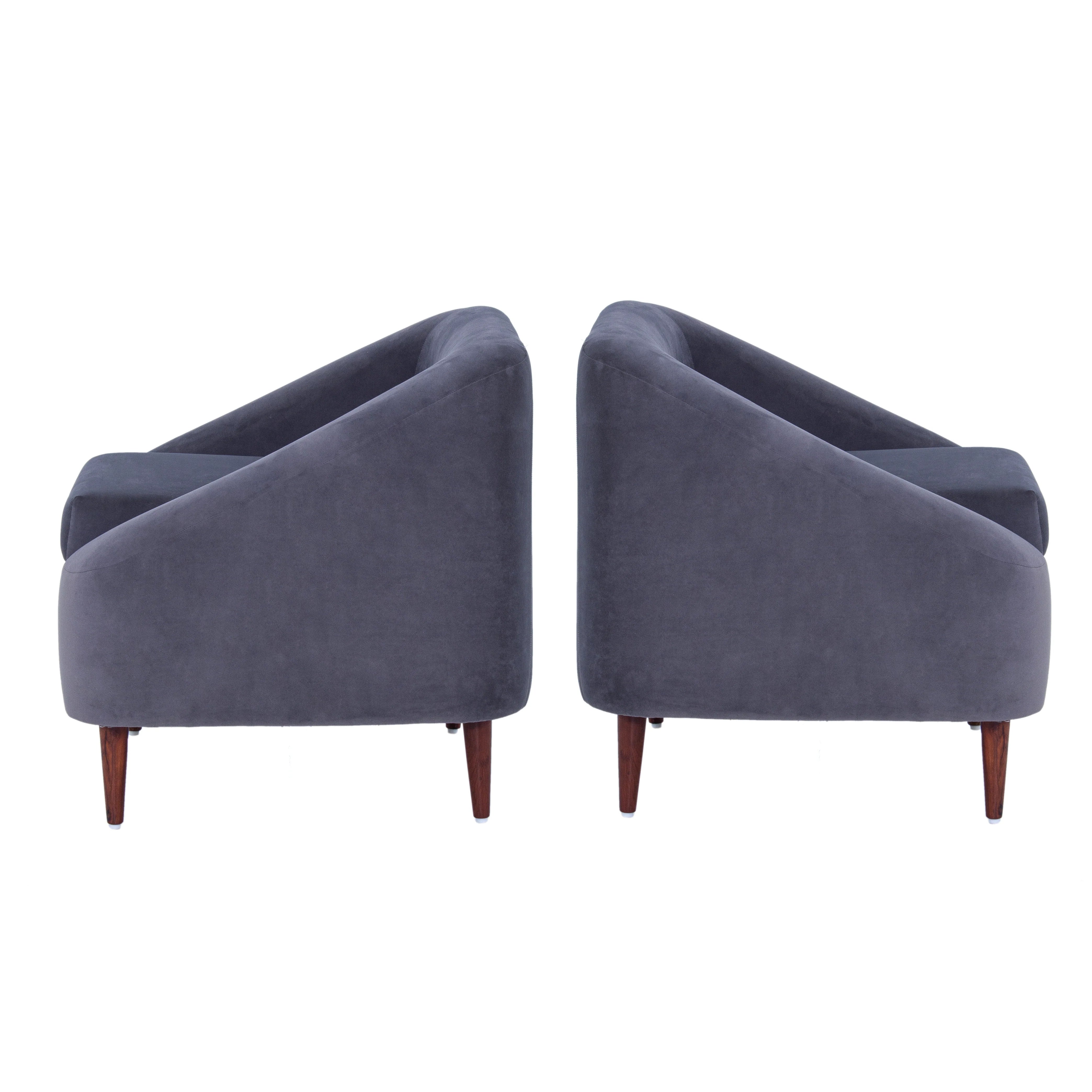 Jessica Velvet Arm Chair In Grey Colour (Set Of 2) - Febonic Living