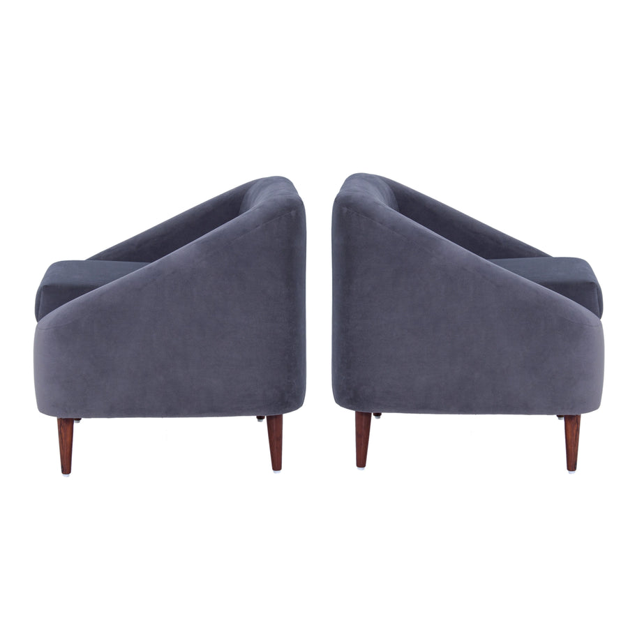 Jessica Velvet Arm Chair In Grey Colour Set Of 2 - Febonic Living