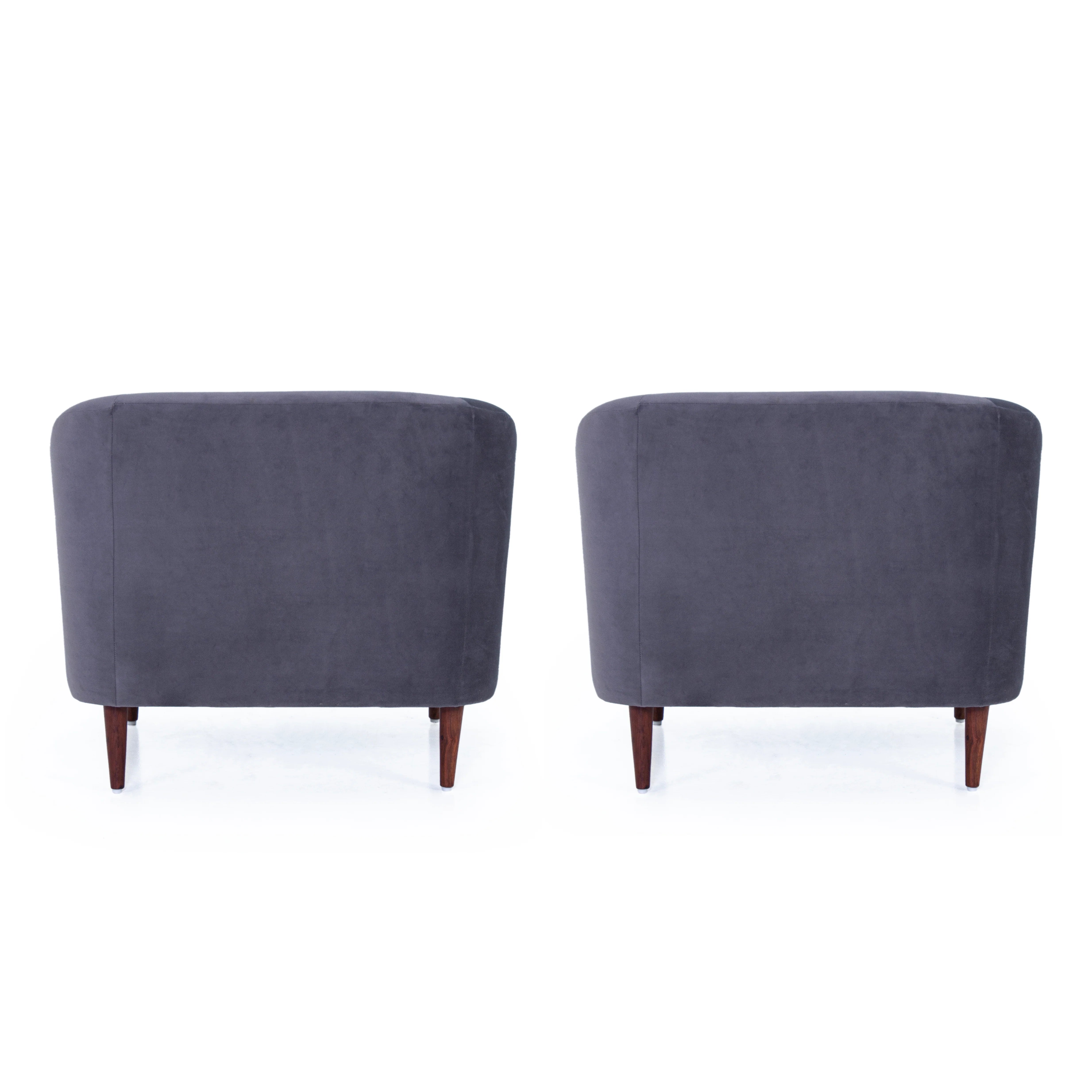 Jessica Velvet Arm Chair In Grey Colour (Set Of 2) - Febonic Living