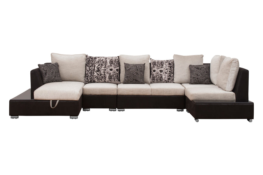 Mabel Fabric 8 Seater Lhs Corner Sofa In Ivory Cream Colour - Febonic Living