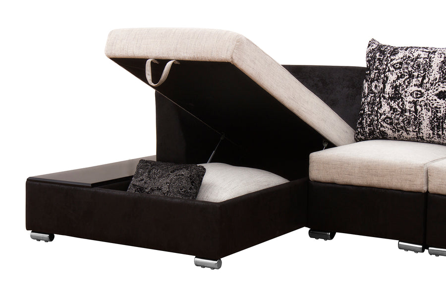Mabel Fabric 8 Seater Lhs Corner Sofa In Ivory Cream Colour - Febonic Living
