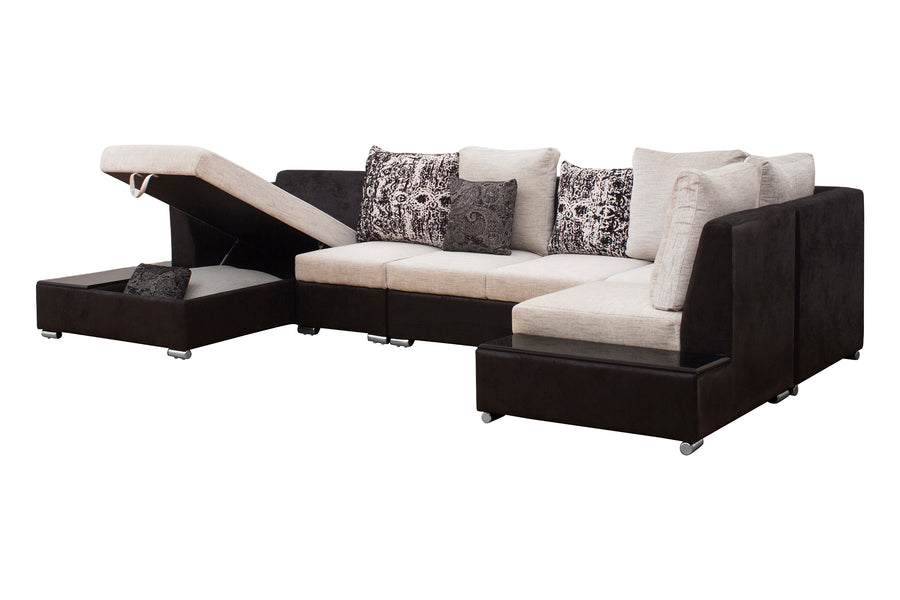 Mabel Fabric 8 Seater Lhs Corner Sofa In Ivory Cream Colour - Febonic Living