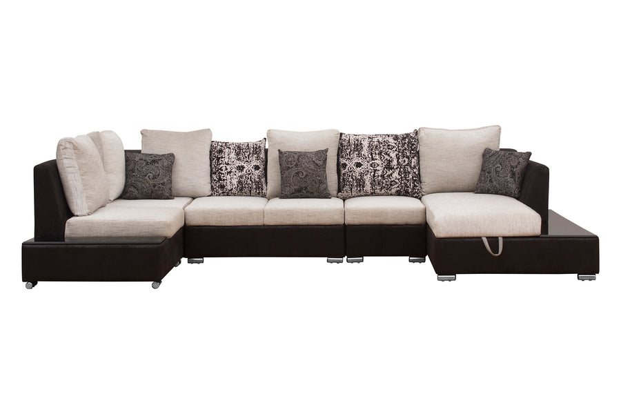 Mabel Fabric 8 Seater Rhs Corner Sofa In Ivory Cream Colour - Febonic Living