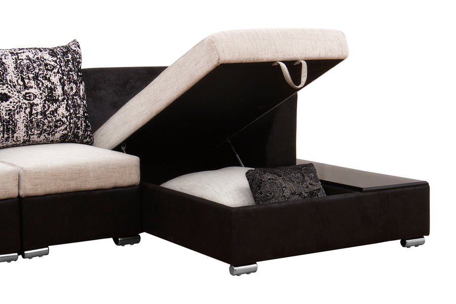 Mabel Fabric 8 Seater Rhs Corner Sofa In Ivory Cream Colour - Febonic Living