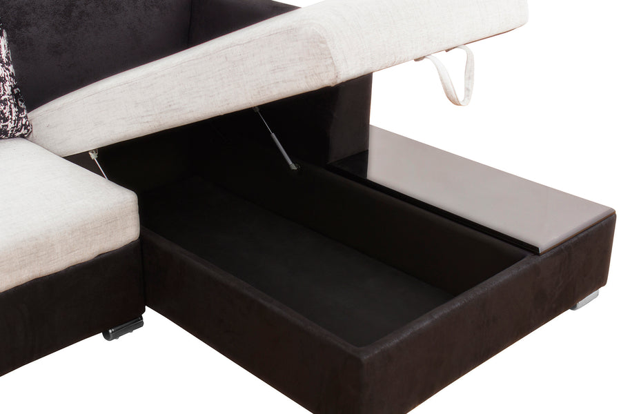 Mabel Fabric 8 Seater Rhs Corner Sofa In Ivory Cream Colour - Febonic Living