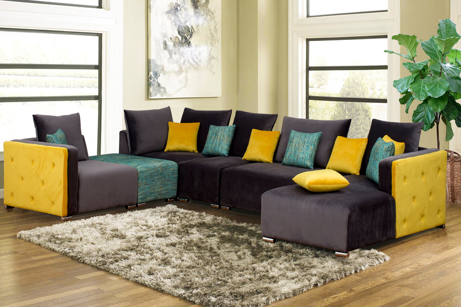 Rita Velvet 8 Seater Corner Sofa In Mocha Brown Colour - Febonic Living