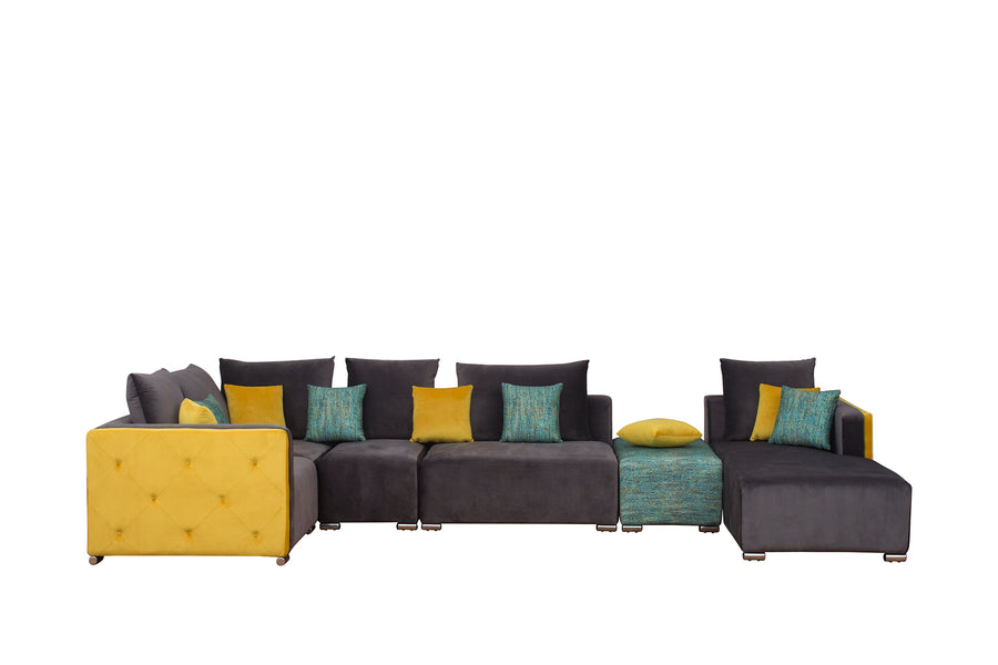 Rita Velvet 8 Seater Corner Sofa In Mocha Brown Colour - Febonic Living