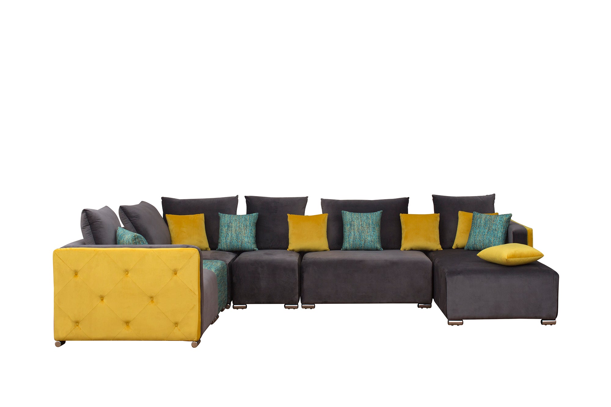 Rita Velvet 8 Seater Sectional Sofa in Mocha Brown Colour