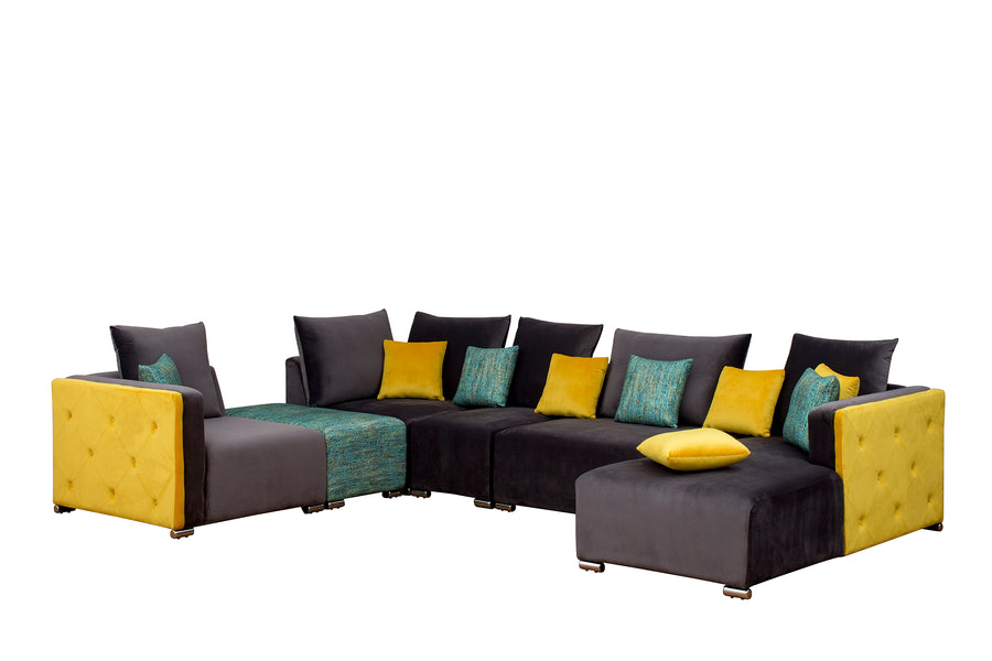 Rita Velvet 8 Seater Corner Sofa In Mocha Brown Colour - Febonic Living