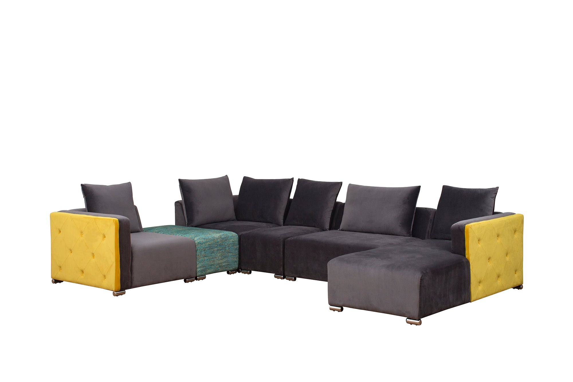 Rita Velvet 8 Seater Sectional Sofa in Mocha Brown Colour