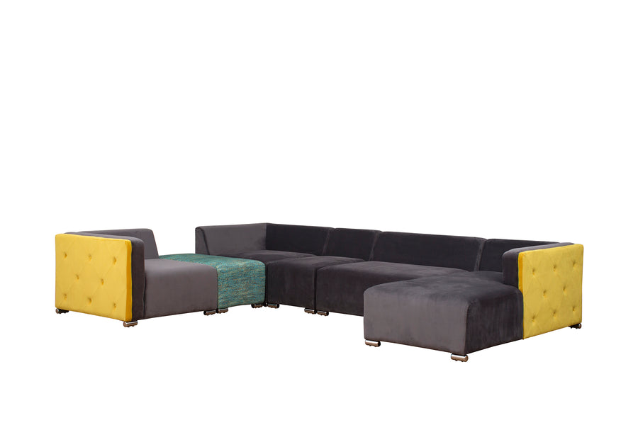 Rita Velvet 8 Seater Corner Sofa In Mocha Brown Colour - Febonic Living