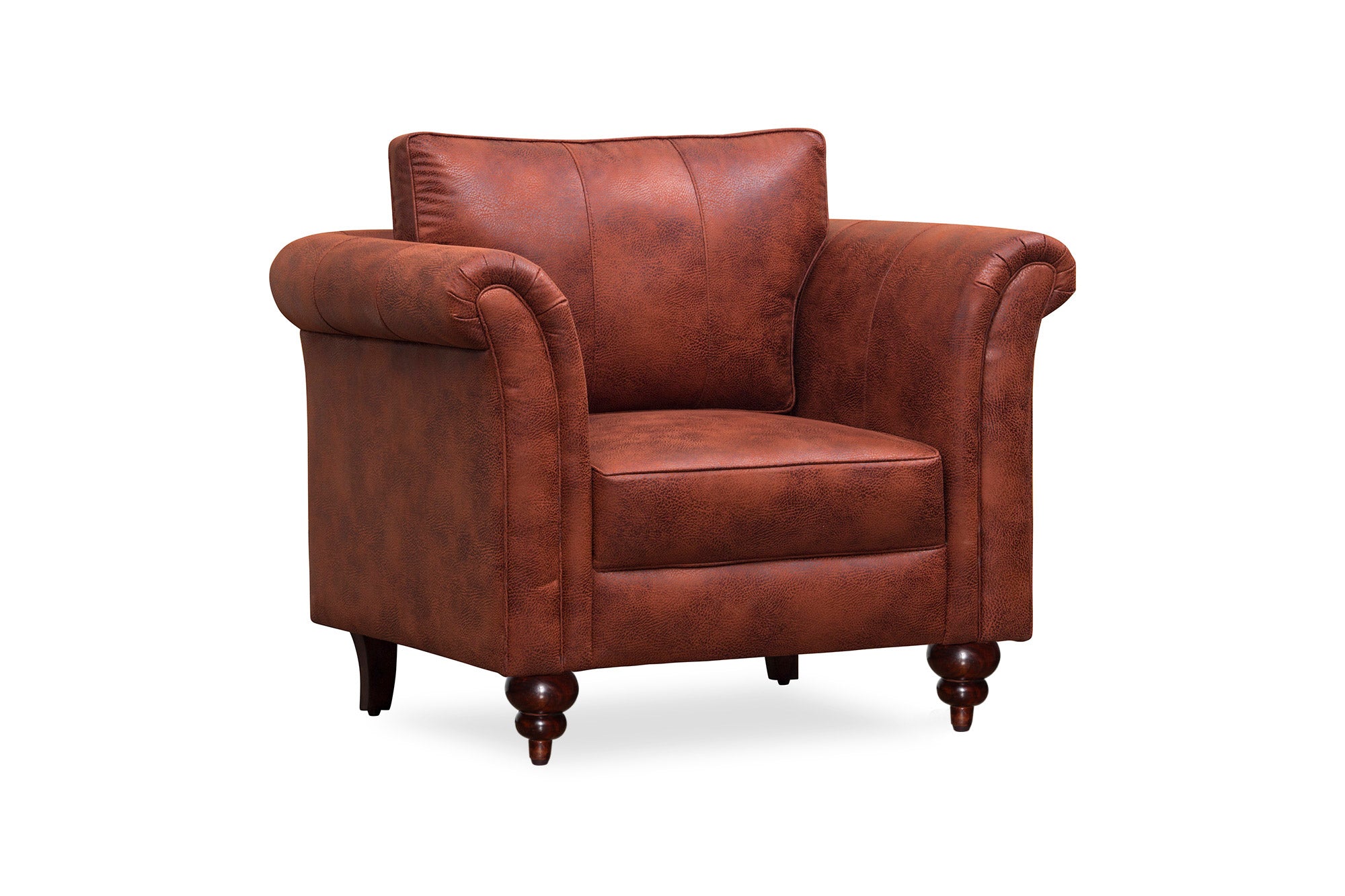 Fardy Leatherette 1 Seater Sofa In Red Maroon Colour