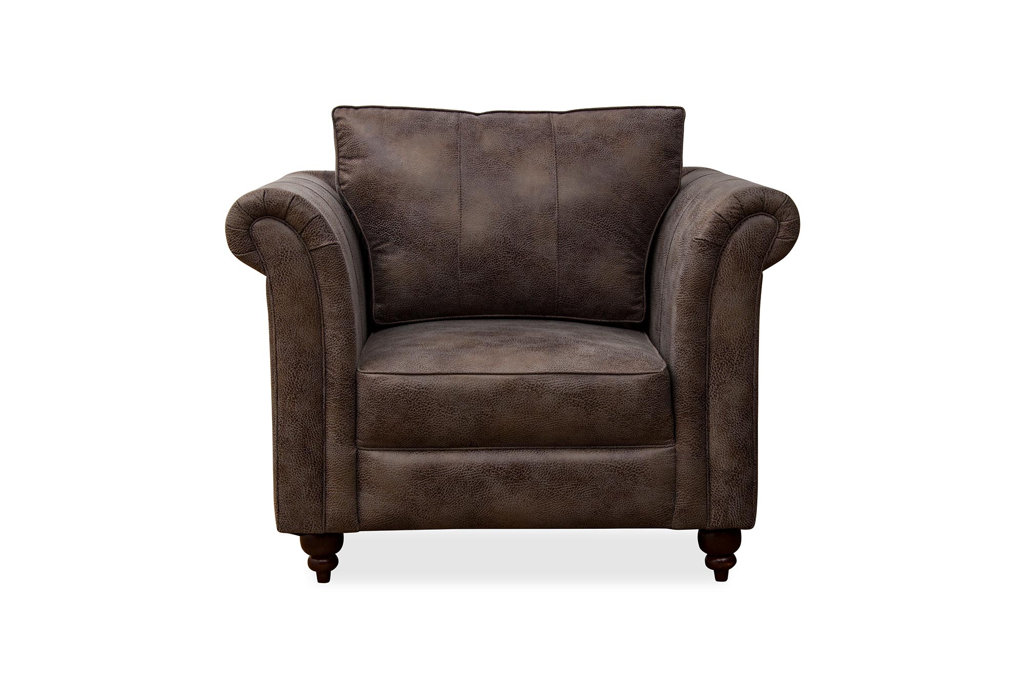 Fardy Leatherette 1 Seater Sofa In Dark Brown Colour