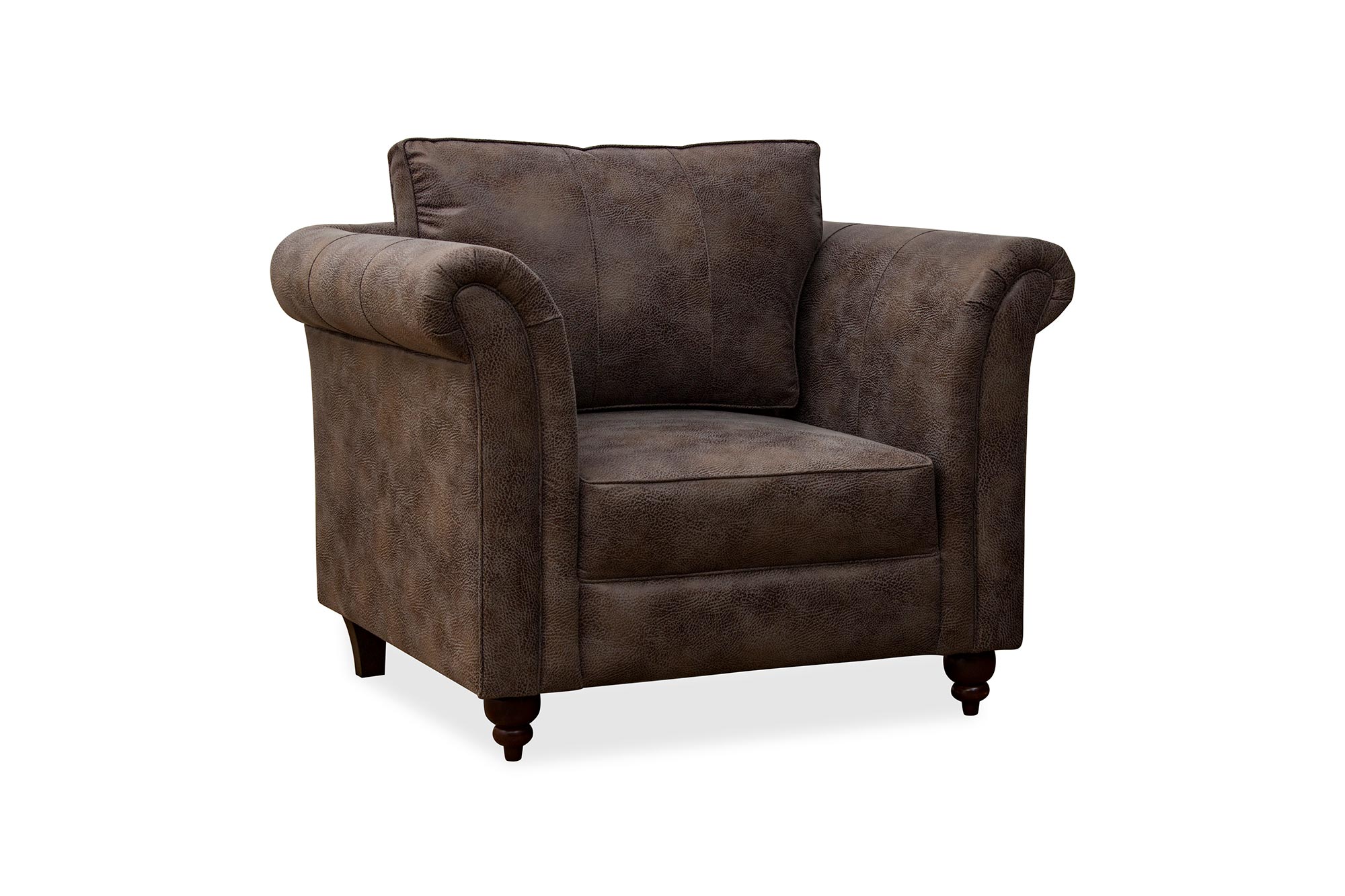 Fardy Leatherette 1 Seater Sofa In Dark Brown Colour