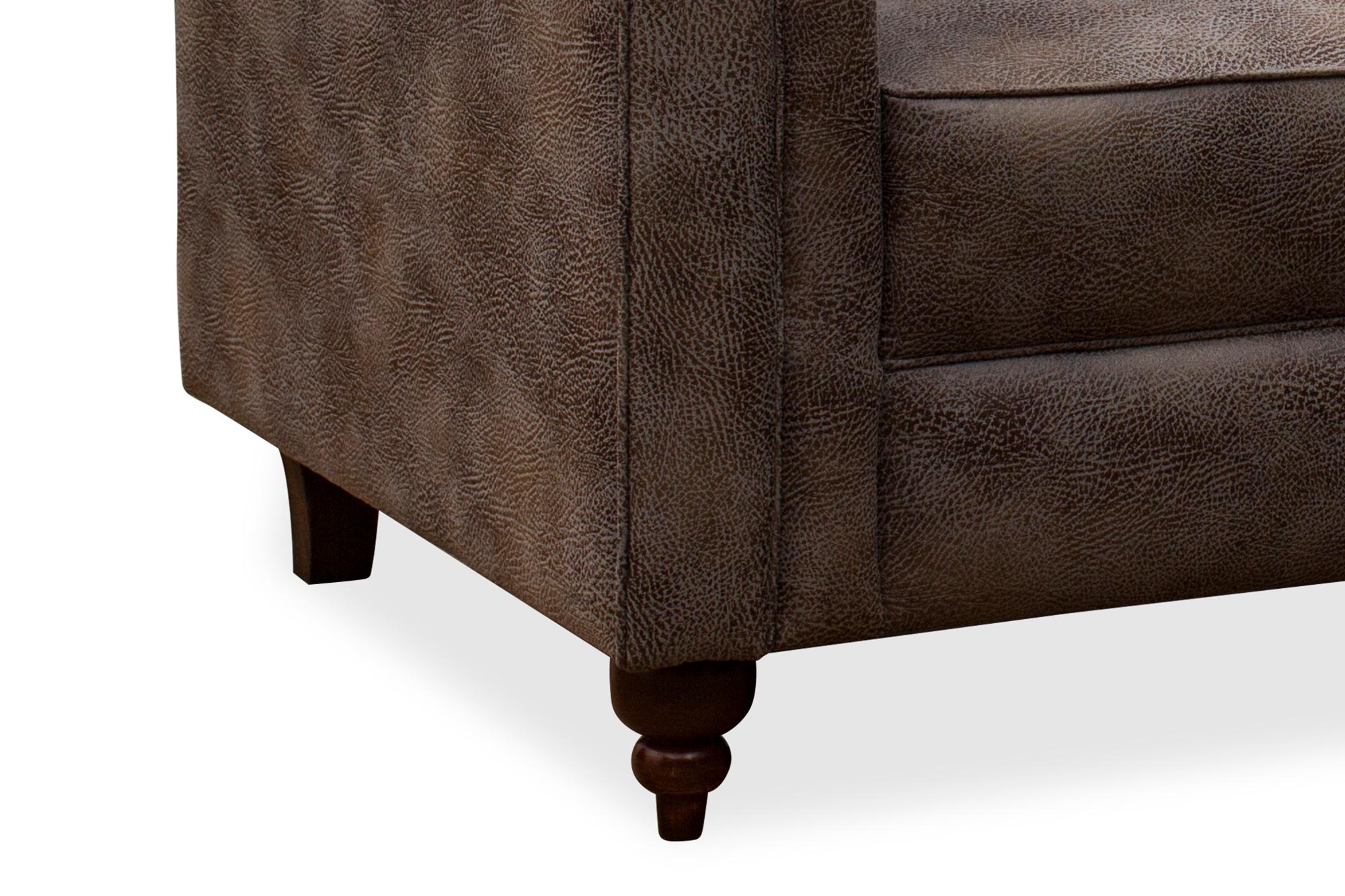 Fardy Leatherette 1 Seater Sofa In Dark Brown Colour