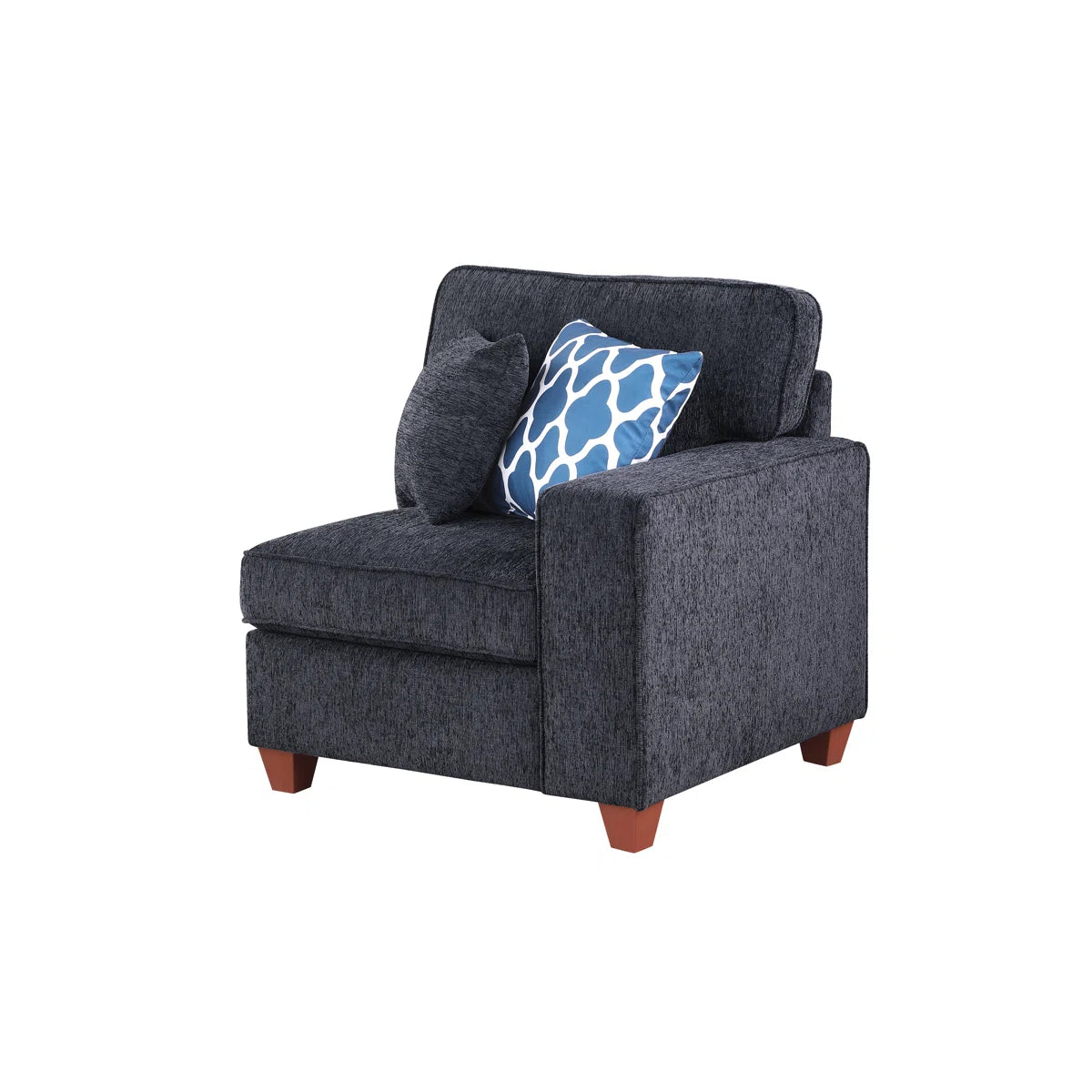 Parna Fabric Corner Sofa With Ottoman In Charcoal Grey Colour
