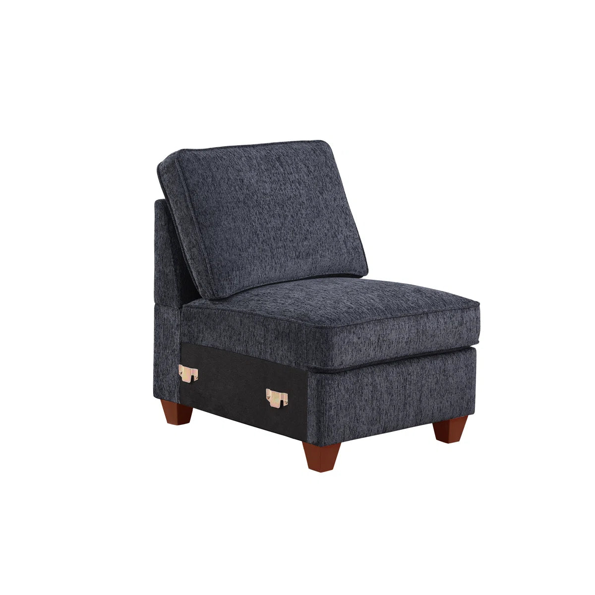 Parna Fabric Corner Sofa With Ottoman In Charcoal Grey Colour