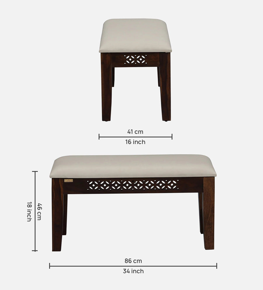 Sahni Sheesham Wood 4 Seater Dining Set In Scratch Resistant Provinicial Teak Finish With Bench - Febonic Living