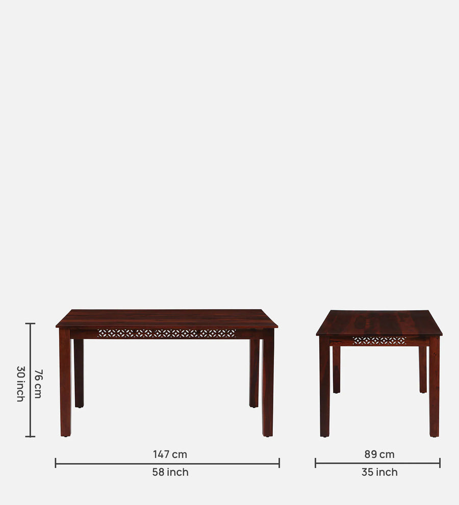 Sahni Sheesham Wood 6 Seater Dining Set In Scratch Resistant Honey Oak Finish With Bench - Febonic Living