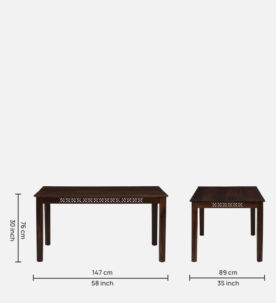 Sahni Sheesham Wood 6 Seater Dining Set In Scratch Resistant Provincial Teak Finish With Bench - Febonic Living