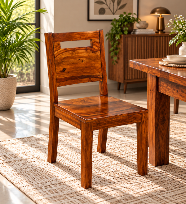 Parva Sheesham Wood Dining Chairs In Provincial Teak Finish (Set Of 2)