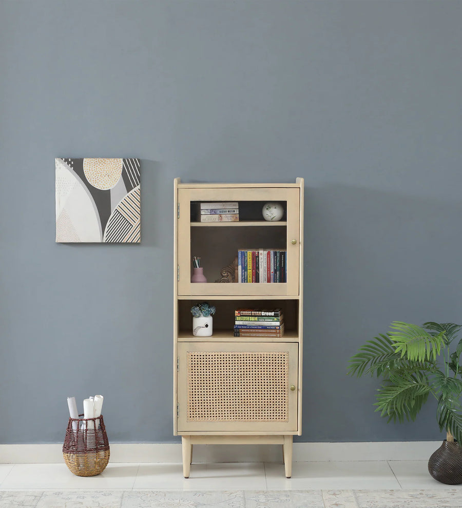 Mainz Solid Wood Book Case In Gold Wash Finish - Febonic Living