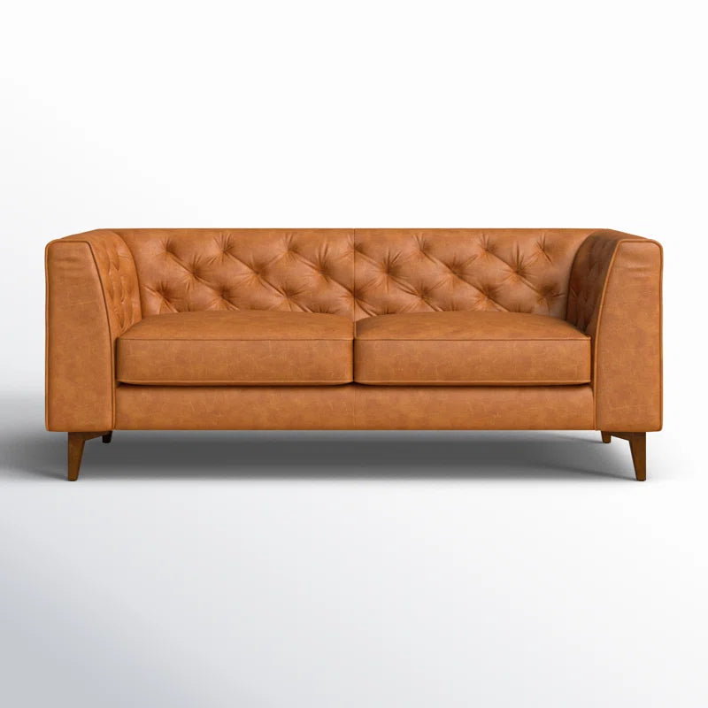 Fappy Leatherette 2 Seater Sofa In Cinnamon Brown Colour - Febonic Living