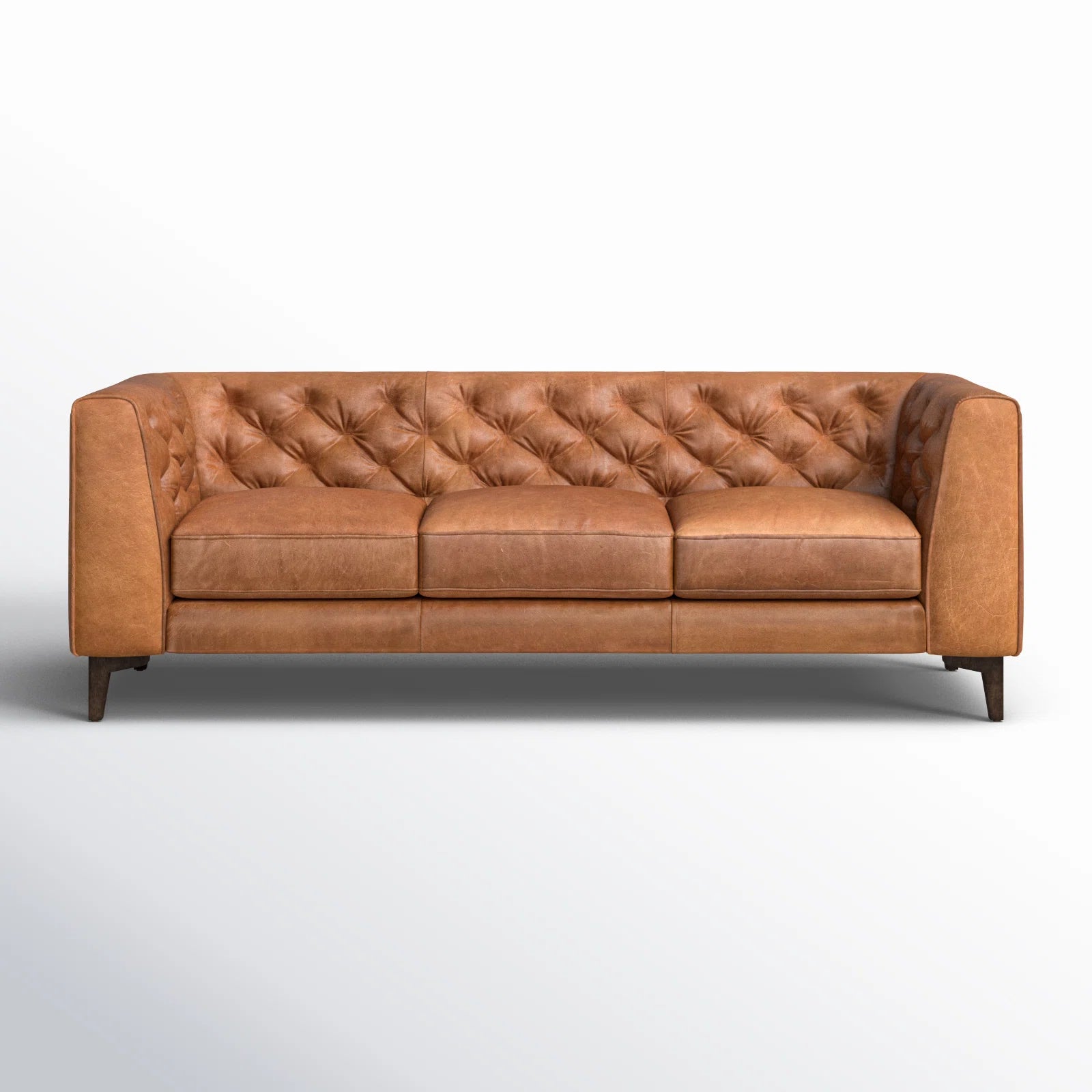 Fappy Leatherette 3 Seater Sofa In Cinnamon Brown Colour