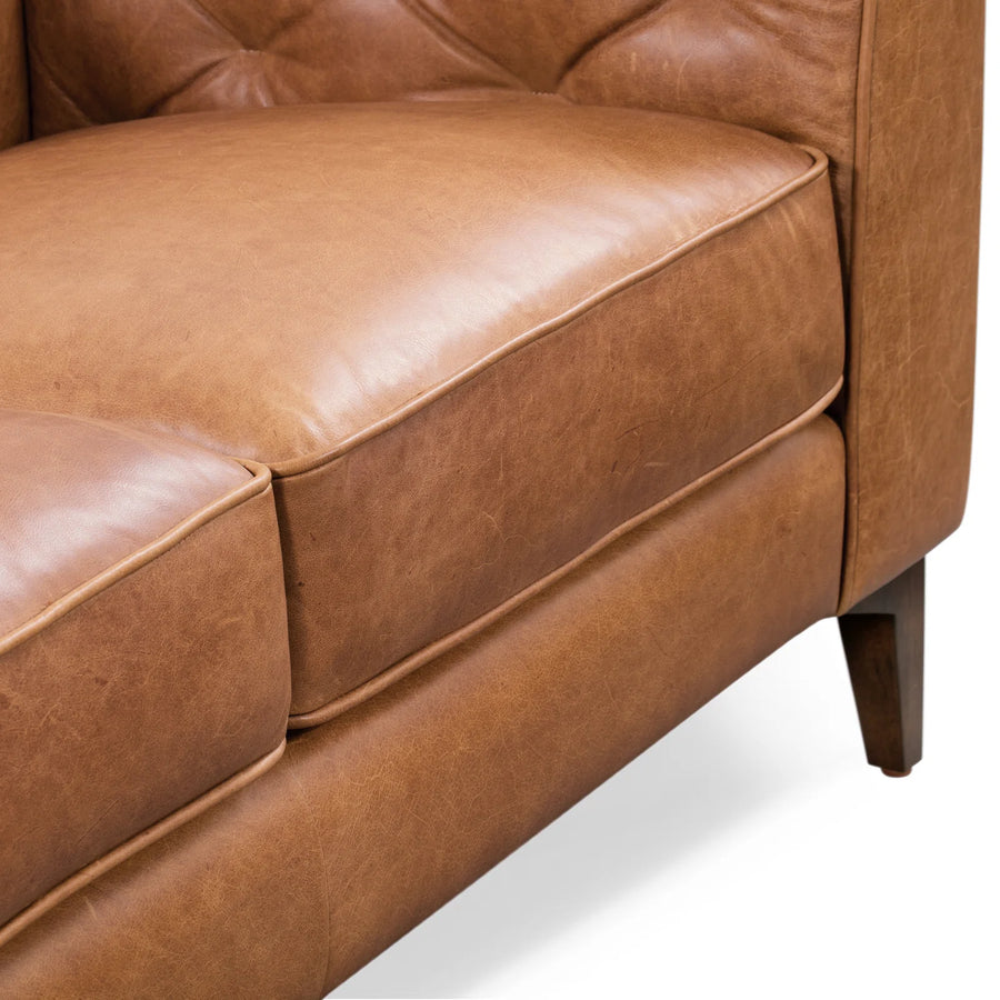 Fappy Leatherette 1 Seater Sofa In Cinnamon Brown Colour - Febonic Living