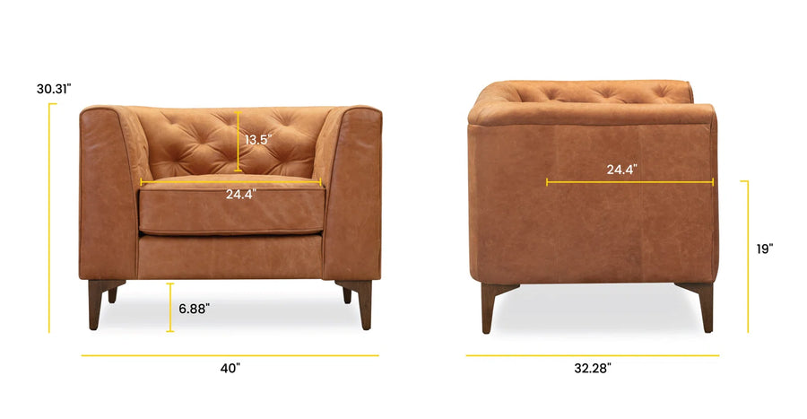 Fappy Leatherette 1 Seater Sofa In Cinnamon Brown Colour - Febonic Living