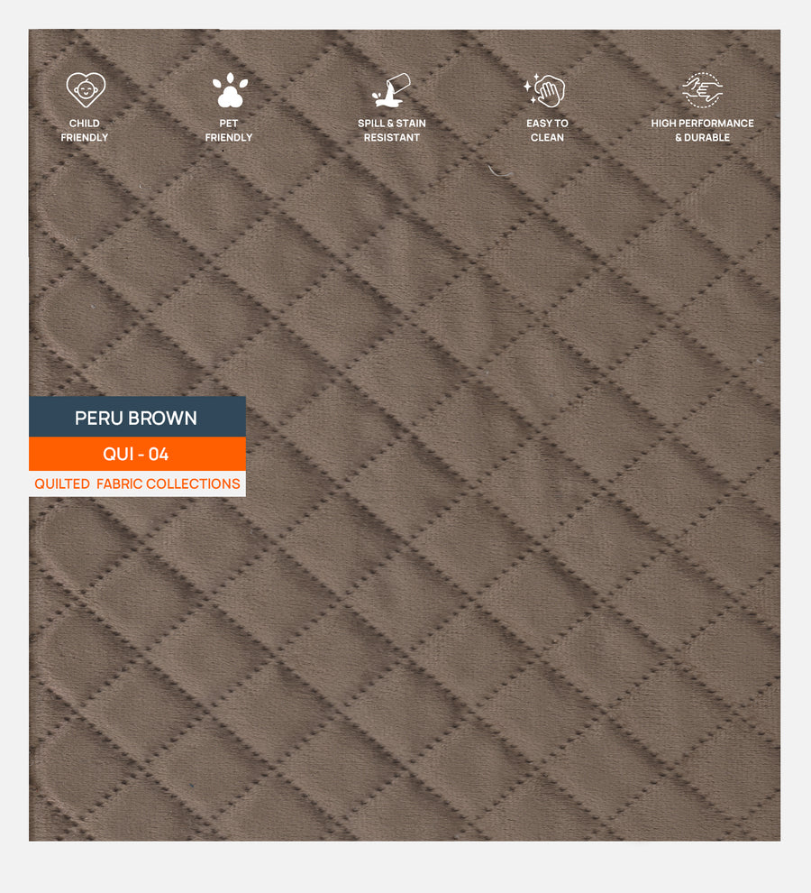 Velvet Quilted Fabric Swatch Peru Brown 04 Code by Febonic Living