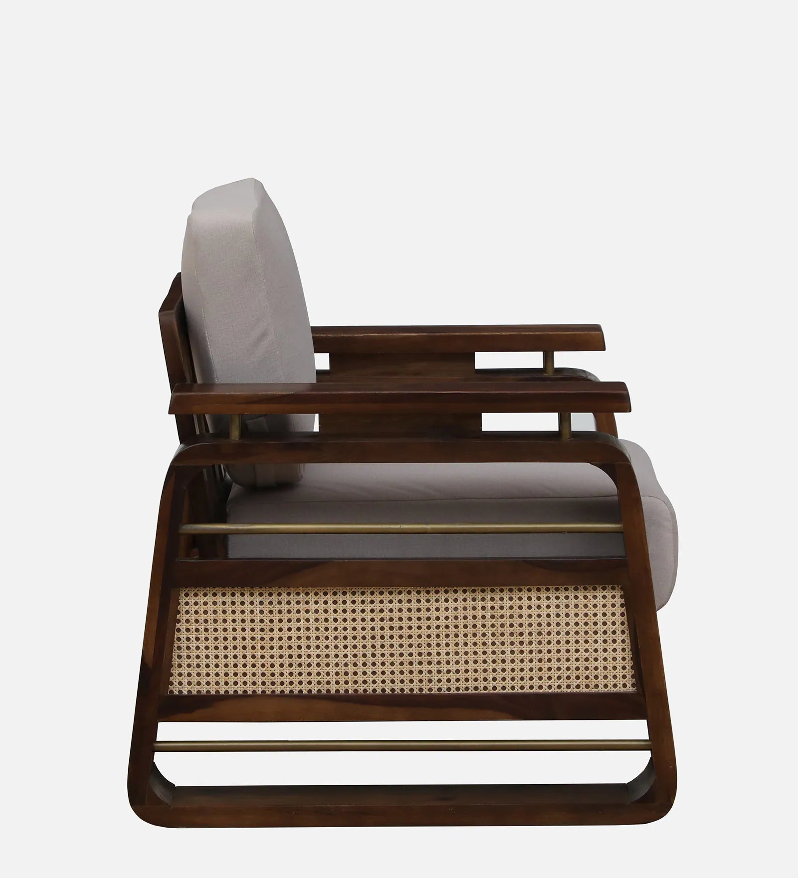Masim Sheesham Wood 1 Seater Sofa In Beige Colour - Febonic Living
