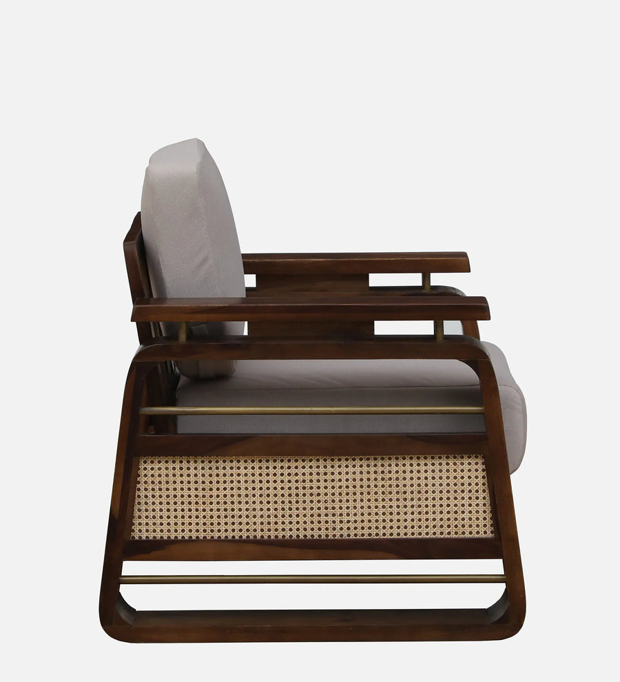 Masim Sheesham Wood 1 Seater Sofa In Beige Colour - Febonic Living
