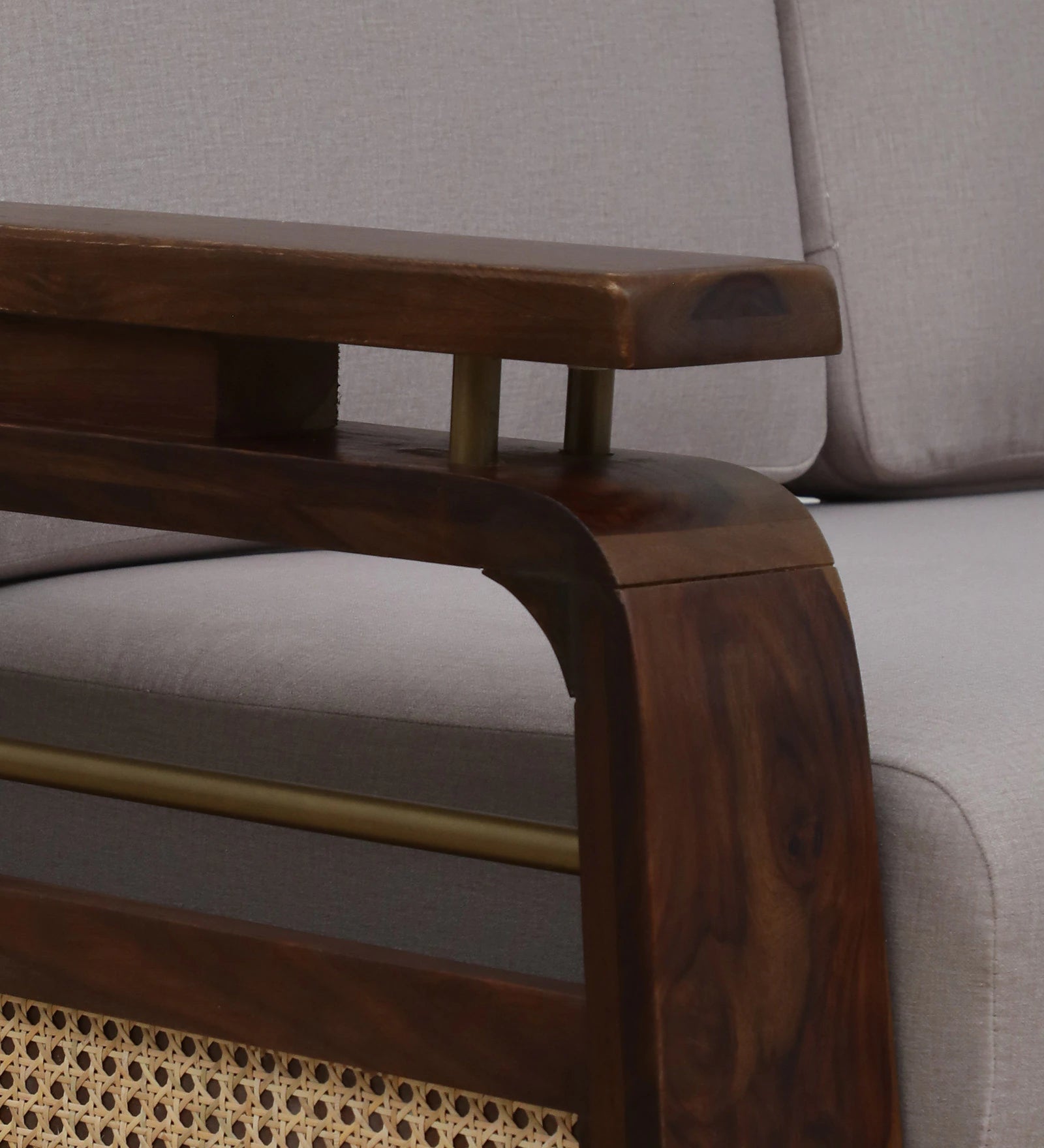 Masim Sheesham Wood 1 Seater Sofa In Beige Colour - Febonic Living