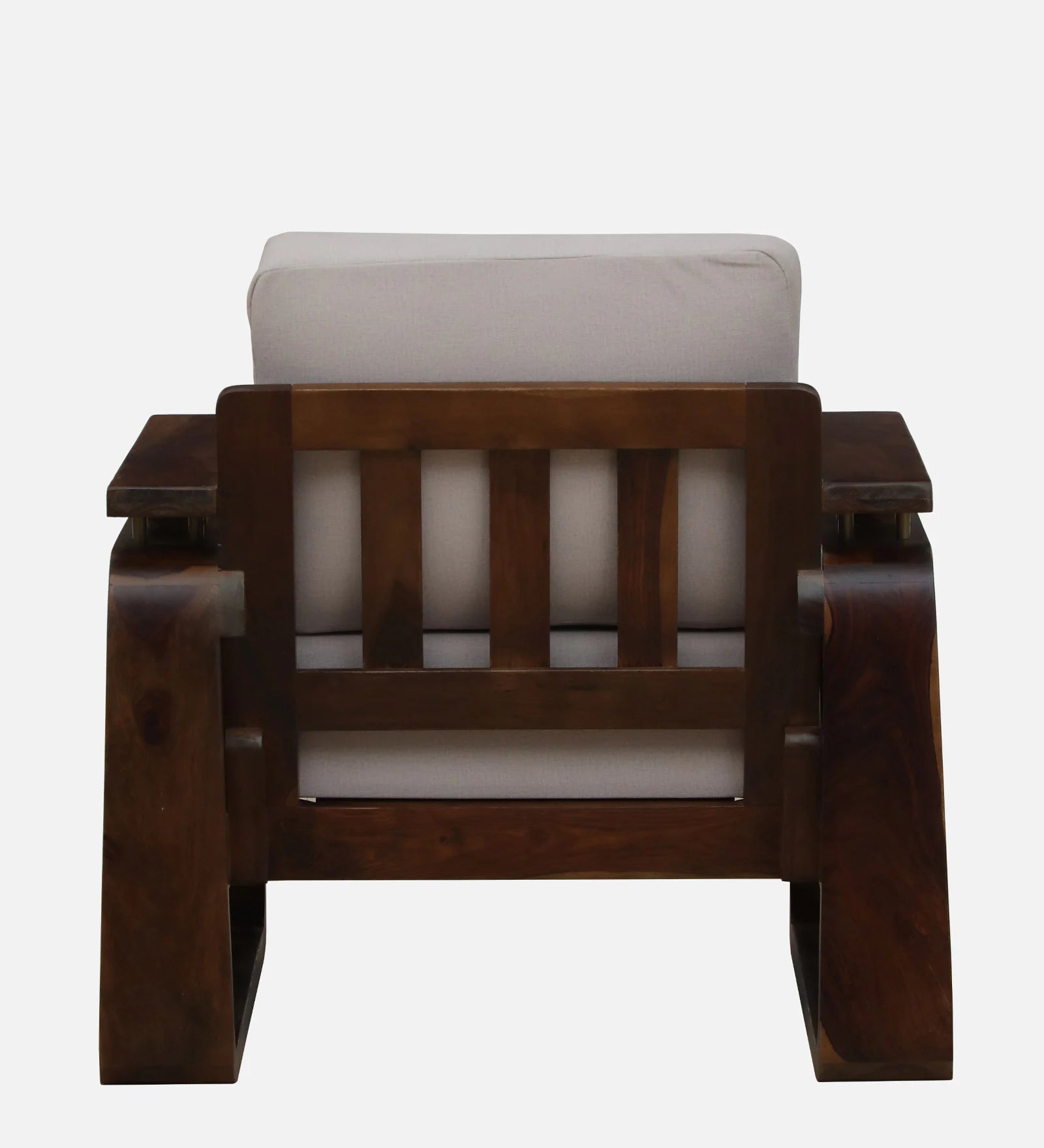 Masim Sheesham Wood 1 Seater Sofa In Beige Colour - Febonic Living
