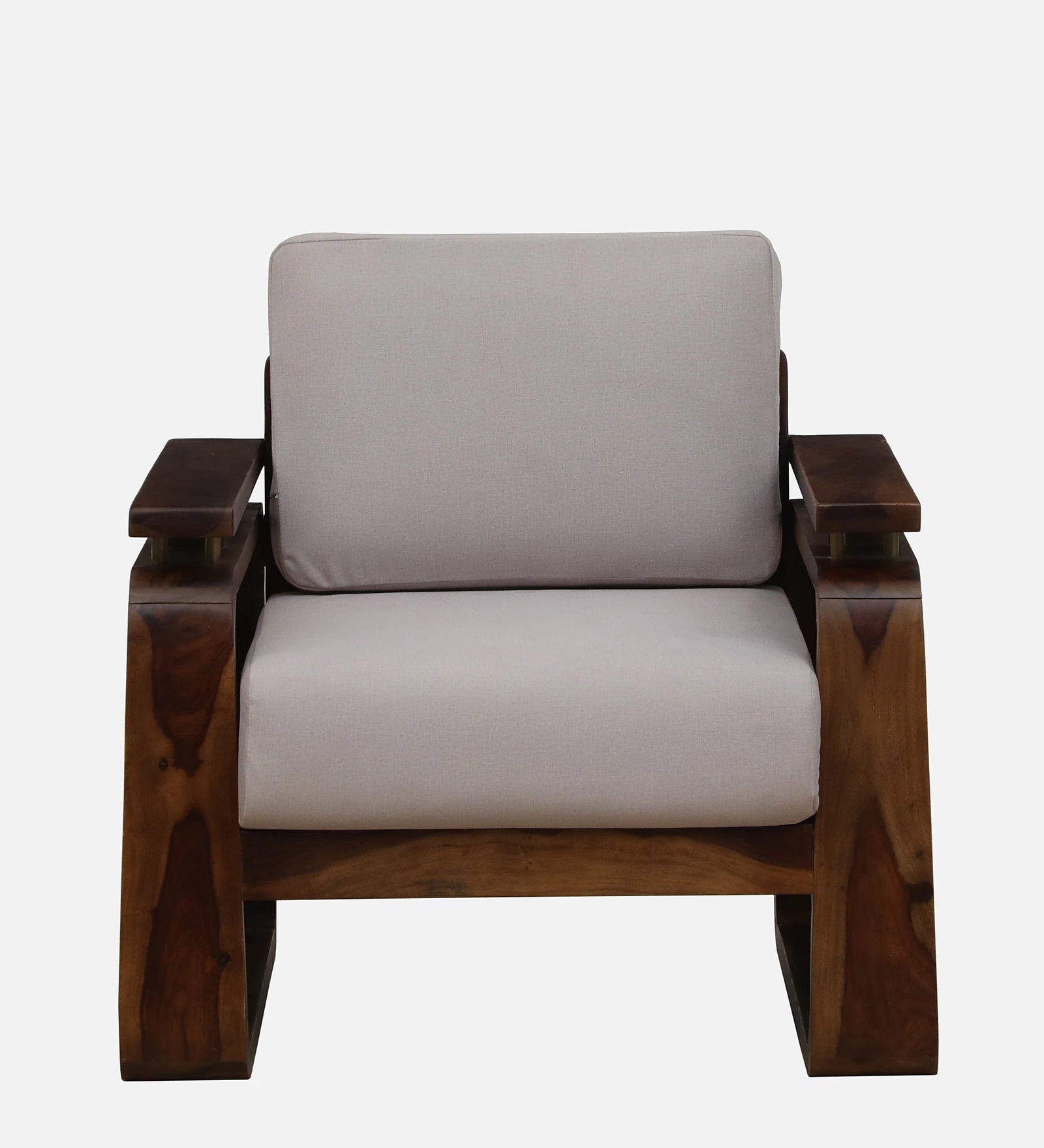 Masim Sheesham Wood 1 Seater Sofa In Beige Colour - Febonic Living