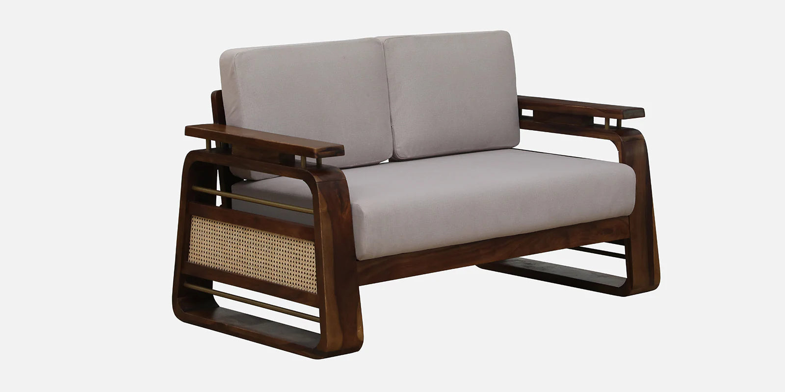 Masim Sheesham Wood 2 Seater Sofa In Beige Colour - Febonic Living