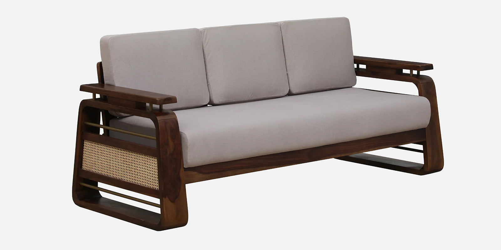 Masim Sheesham Wood 3 Seater Sofa In Beige Colour - Febonic Living