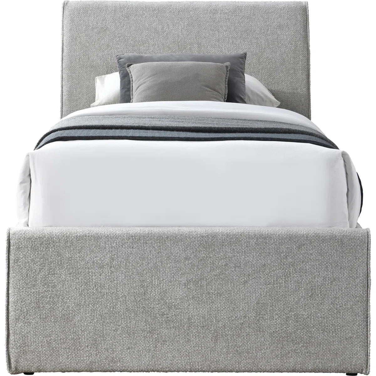Petty Fabric Upholstered Trundle Bed In Coin Grey Colour - Febonic Living