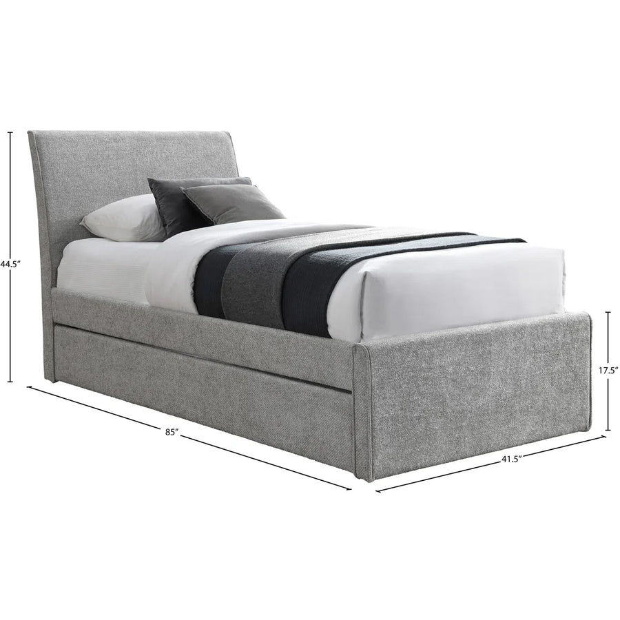 Petty Fabric Upholstered Trundle Bed In Coin Grey Colour - Febonic Living