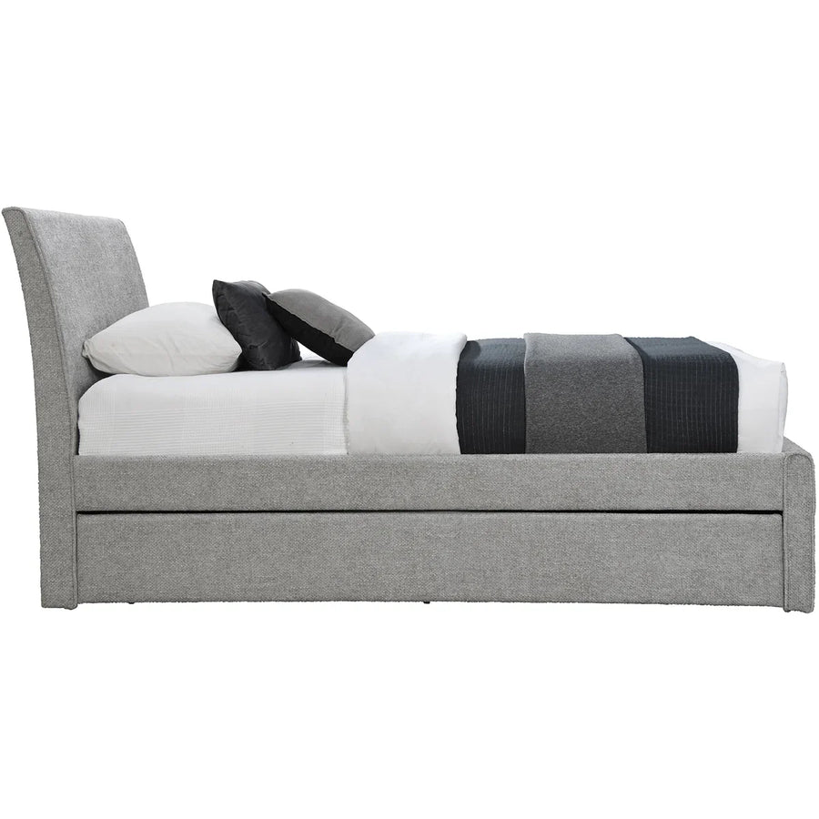 Petty Fabric Upholstered Trundle Bed In Coin Grey Colour - Febonic Living