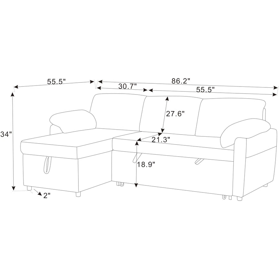 Pintos Fabric 3 Seater Pull Out Sofa Cum Bed In Fern Green Colour With Storage - Febonic Living