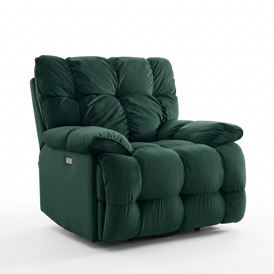 Pluff 1 Seater Fabric Motorized Recliner - Forest Green