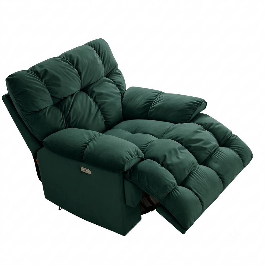 Pluff 1 Seater Fabric Motorized Recliner - Forest Green