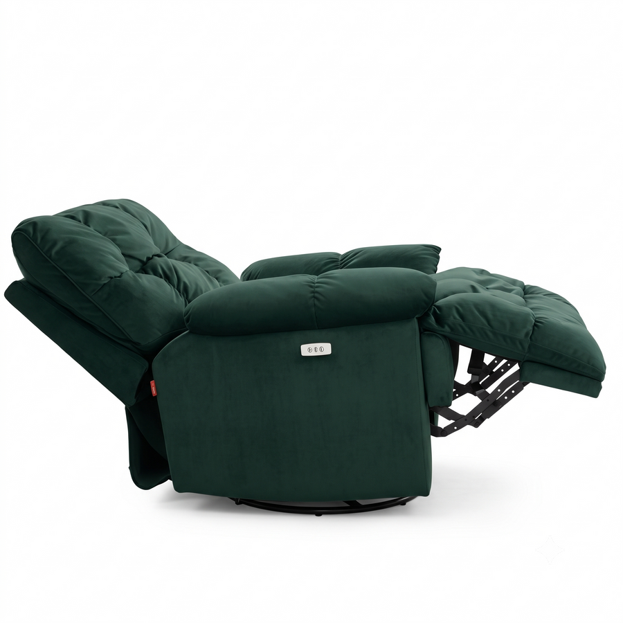 Pluff 1 Seater Fabric Motorized Recliner - Forest Green