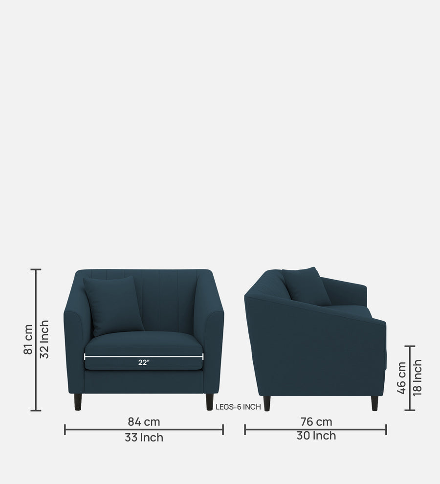 Polon Fabric 1 Seater Sofa In Cool Blue Colour - Febonic Living
